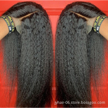 150% 180% Hd Lace Frontal Kinky Straight Human Hair Wigs,  Virgin Hair Wigs For Black Women, Yaki Straight Lace Front Wigs